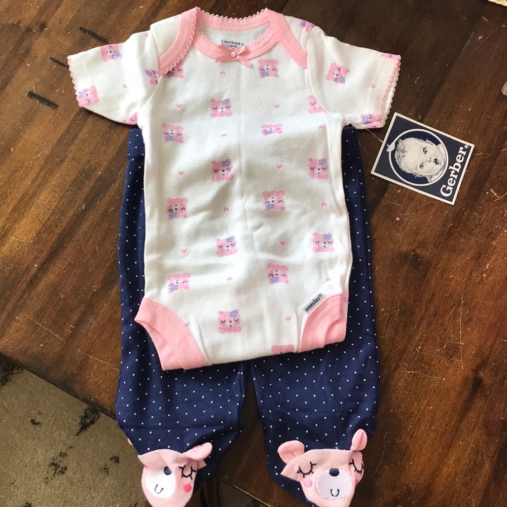 Gerber baby girl onsie and footie pants